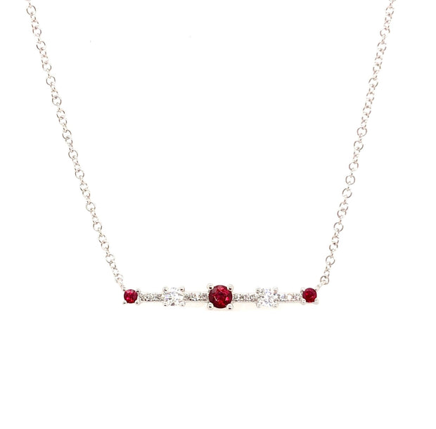 White Gold Ruby and Diamond Fashion Necklace