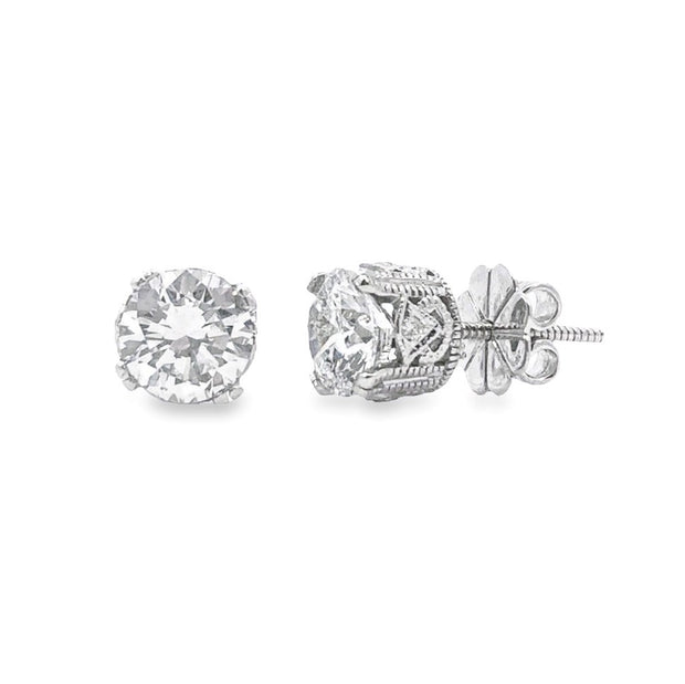 Lab Grown 2.19 Cttw. 14K White Gold Diamond Solitaire Earrings