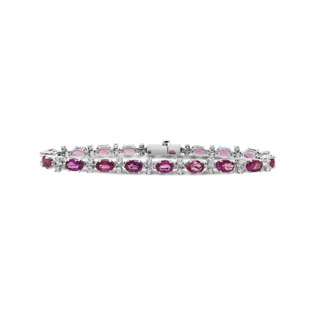 White Gold Pink Sapphire and Diamond Fashion Bracelet