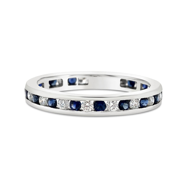 White Gold Sapphire and Diamond Eternity Band