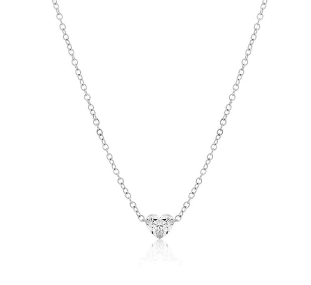 Meira T White Gold Diamond Heart Solitaire Necklace