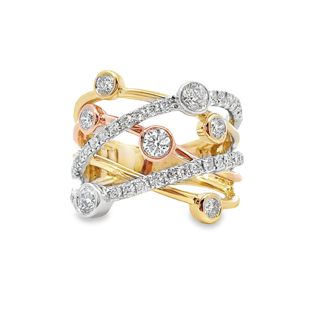 Tri-Color Gold Diamond Fashion Ring