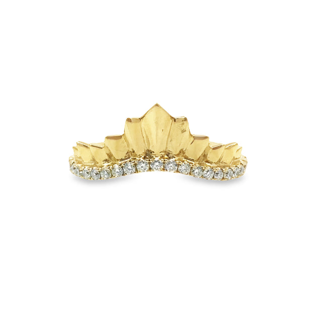 Yellow Gold Curved Diamond Crown Fashion Band