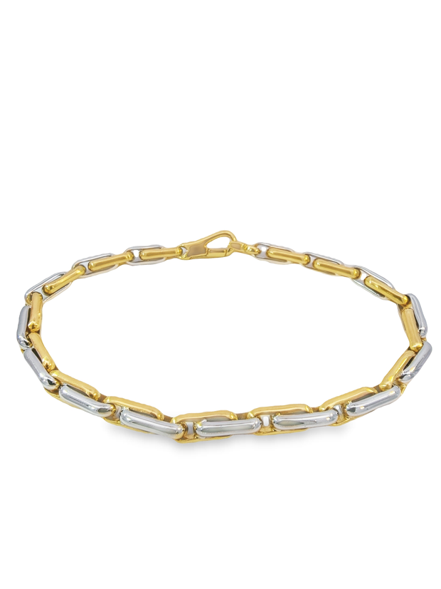 White/Yellow Gold Chain Link Bracelet