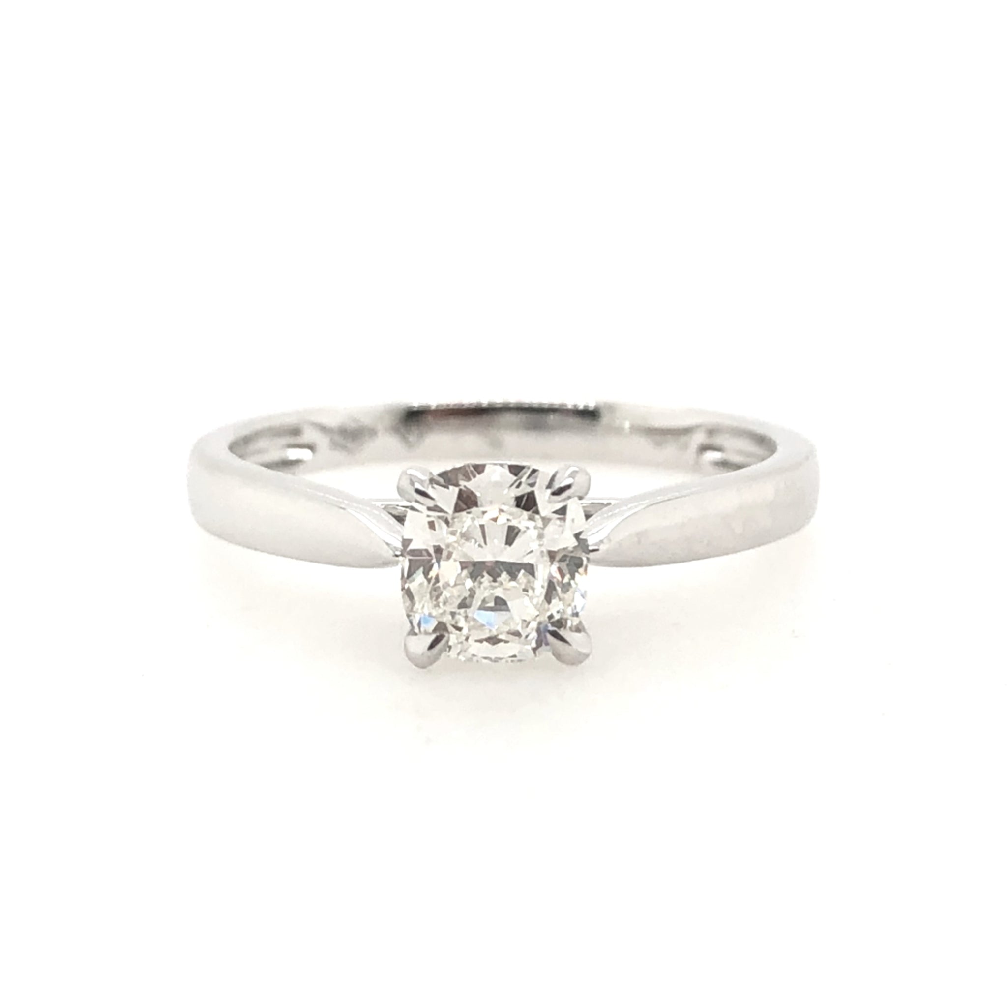 Forevermark White Gold Cushion Cut Diamond Solitaire Engagement Ring