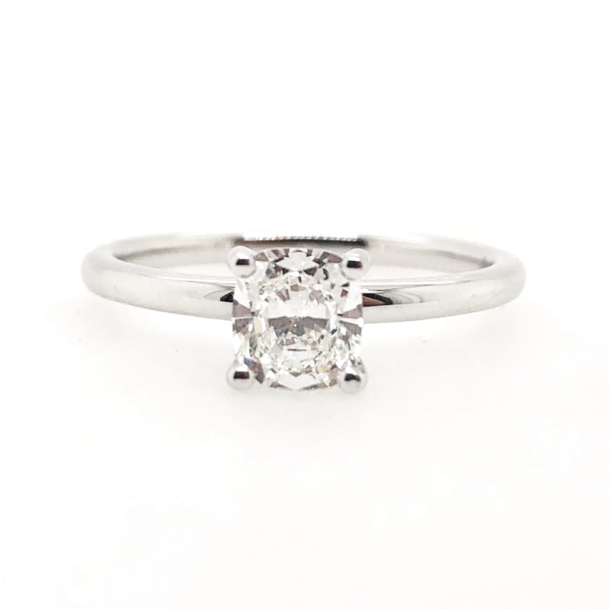 Forevermark White Gold Cushion Cut Diamond Solitaire Engagement Ring