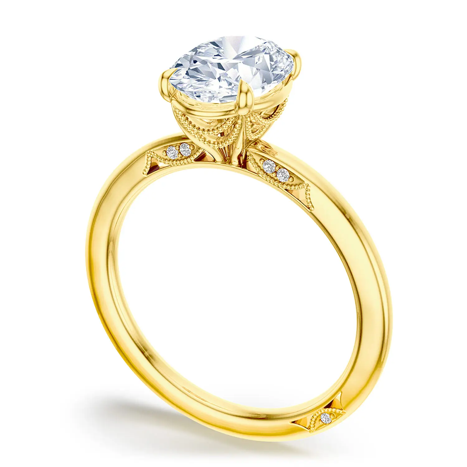 Lab Grown Yellow Gold Oval Shape Diamond Tacori Engagement Ring
