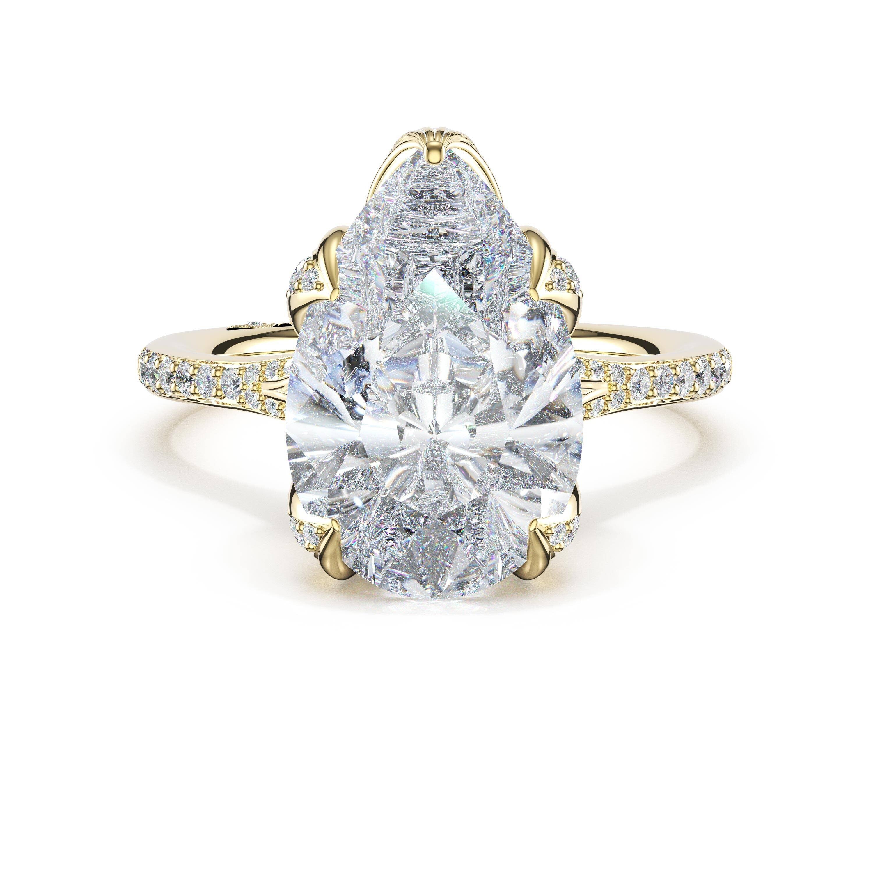 Lab Grown Yellow Gold Pear Shape Tacori Diamond Engagement Ring