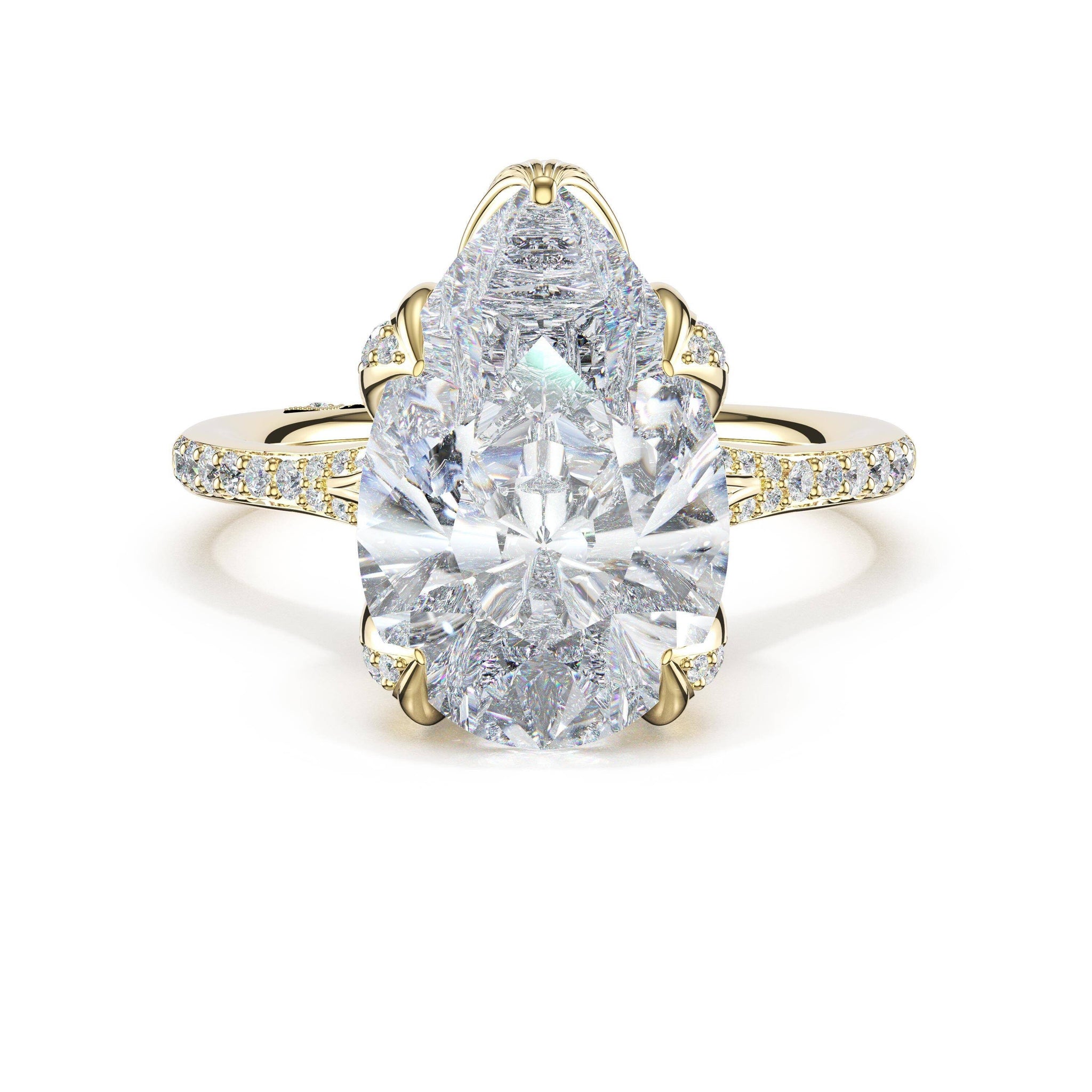 Lab Grown Yellow Gold Pear Shape Tacori Diamond Engagement Ring