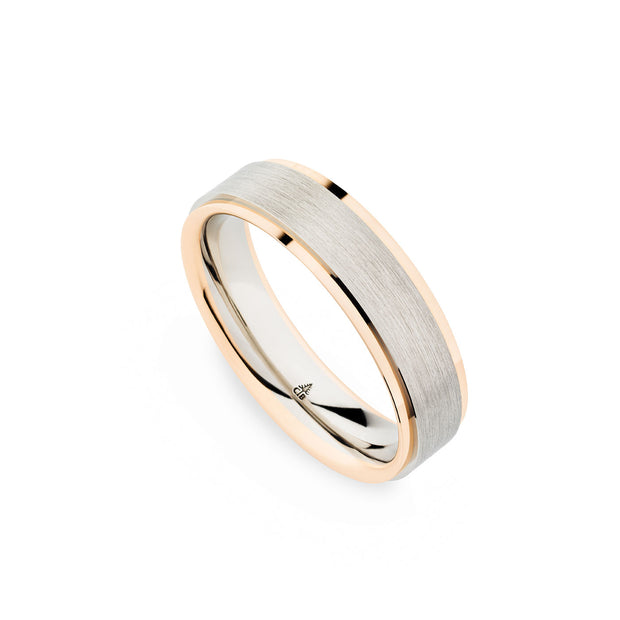 Christian Bauer White/Rose Gold Men's Wedding Band