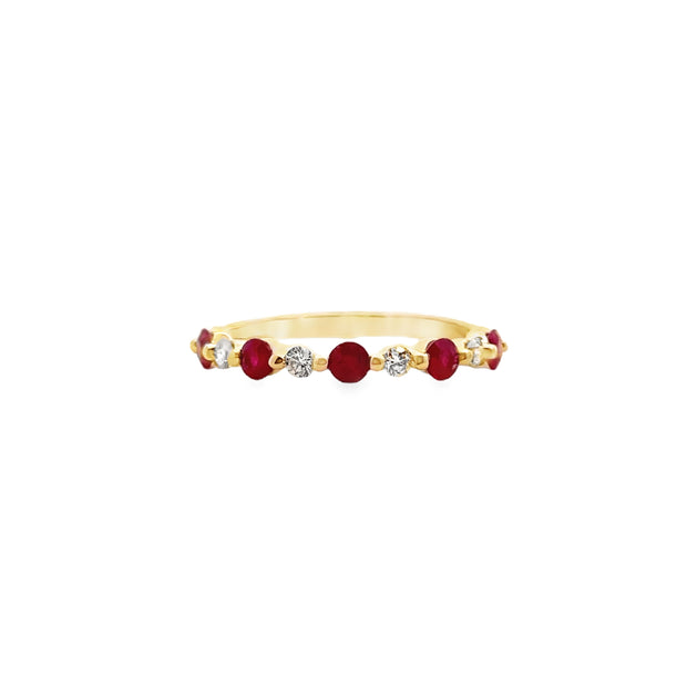 Yellow Gold Ruby and Diamond Band
