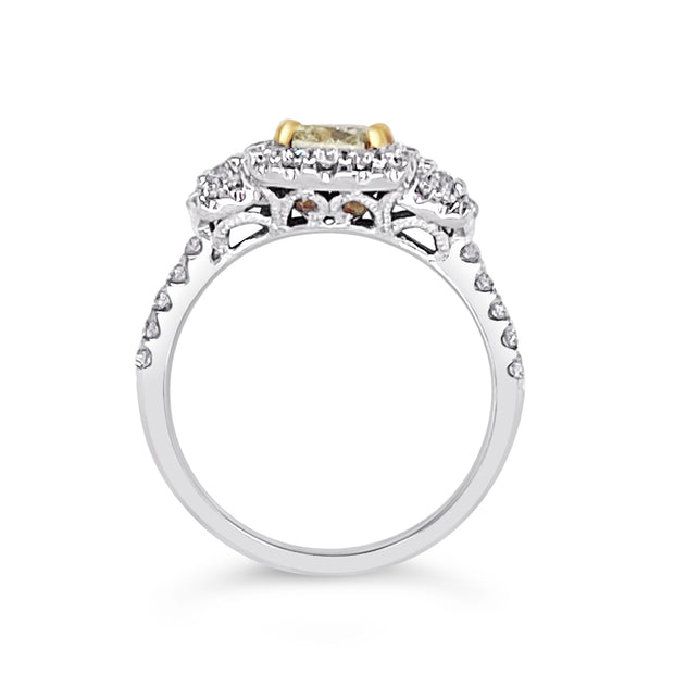 White/Yellow Gold Fancy Yellow Diamond Halo Ring