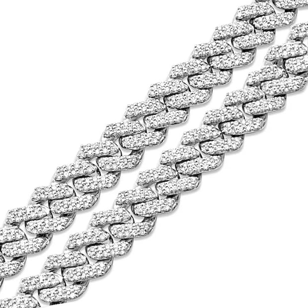 White Gold Pave Diamond Cuban Link Necklace