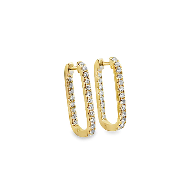 Yellow Gold Inside/Outside Diamond Hoop Earrings