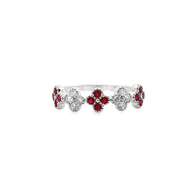 White Gold Ruby and Diamond Band