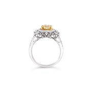 Forevermark White Gold Fancy Yellow Radiant Cut Diamond Halo Ring