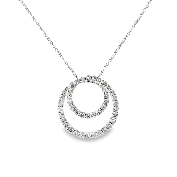 White Gold Double Circle Diamond Pendant