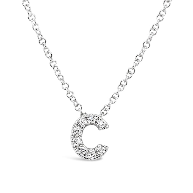 White Gold Diamond Initial Pendant