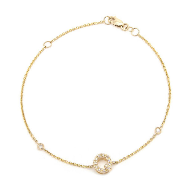 Yellow Gold Diamond Initial Bracelet