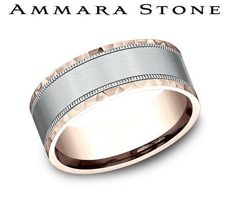 Benchmark Rose/White Gold Men's Wedding Band