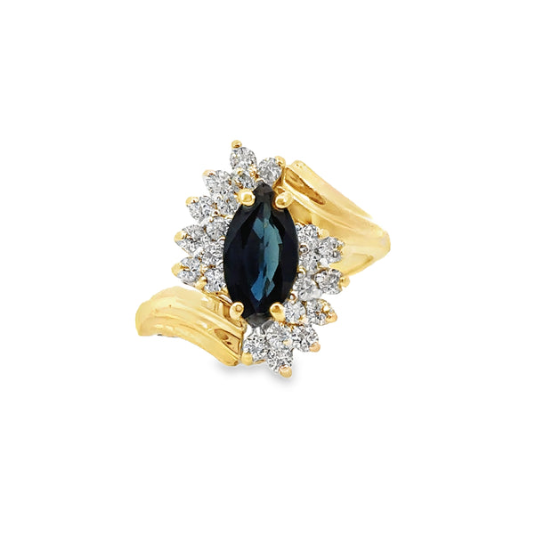 Yellow Gold Sapphire and Diamond Ring