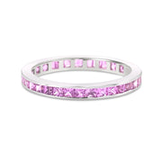 White Gold Pink Sapphire Eternity Band