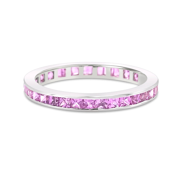 White Gold Pink Sapphire Eternity Band