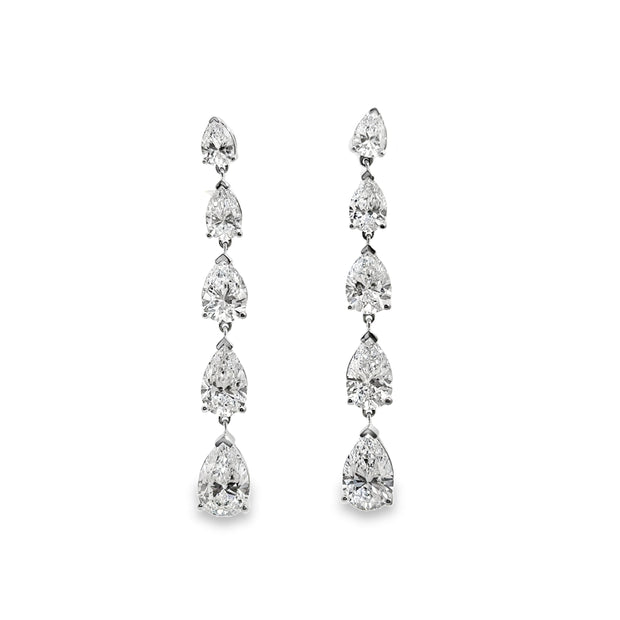 Lab Grown White Gold Graduated Diamond Dangle Earrings