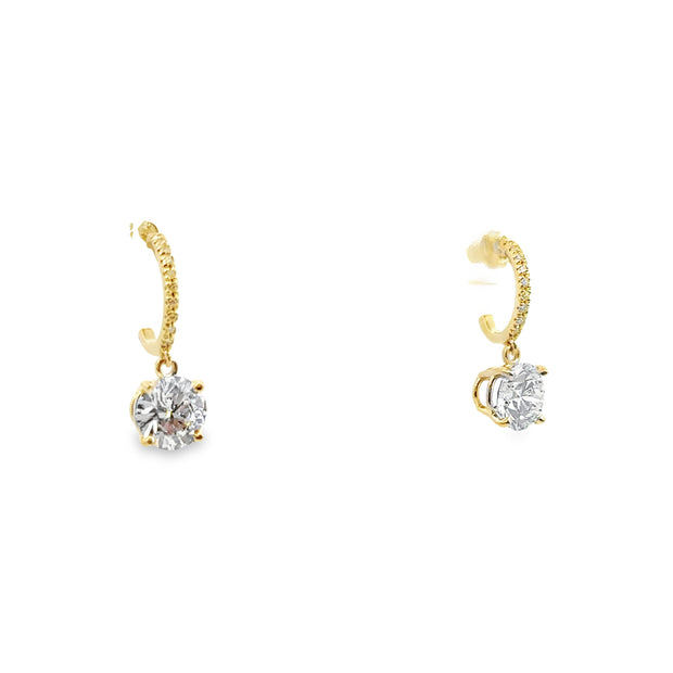 Lab Grown Yellow Gold Diamond Dangle Earrings