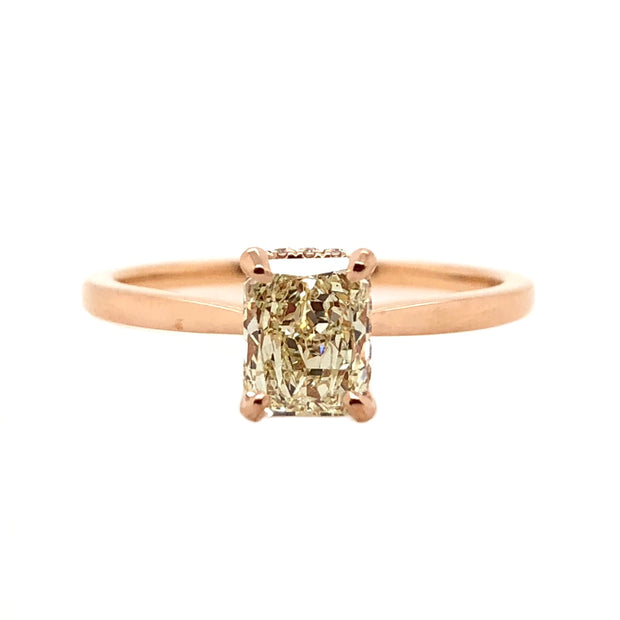 Rose Gold Radiant Cut Diamond Solitaire Engagement Ring