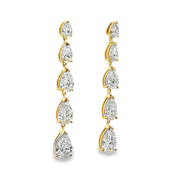 Lab Grown Yellow Gold Graduated Diamond Dangle Earrings