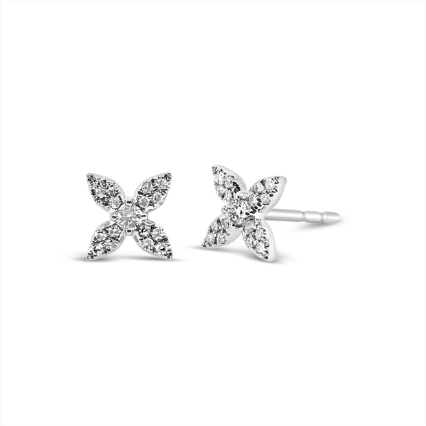 White Gold Diamond Flower Stud Earrings