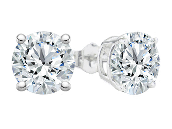 0.79 Cttw. White Gold Diamond Solitaire Earrings