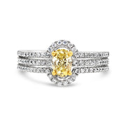 White/Yellow Gold Fancy Yellow Diamond Halo Ring