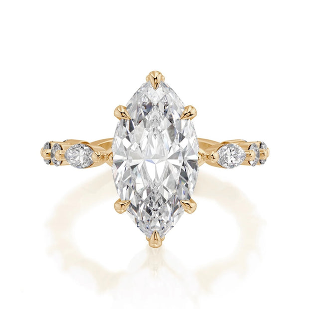 Lab Grown Marquise Cut Yellow Gold Diamond Michael M. Engagement Ring
