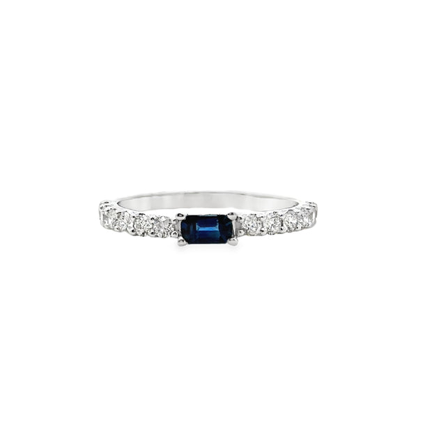 White Gold Sapphire and Diamond Band