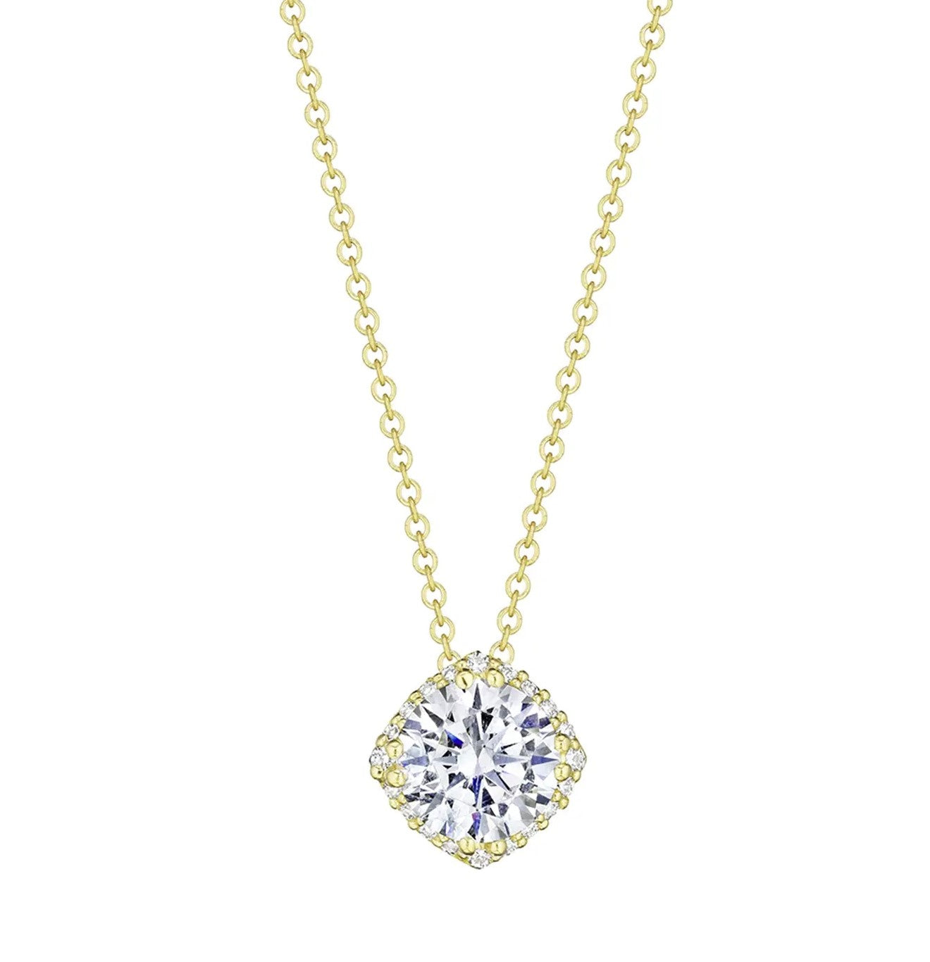 Lab Grown Yellow Gold Diamond Halo Tacori Pendant