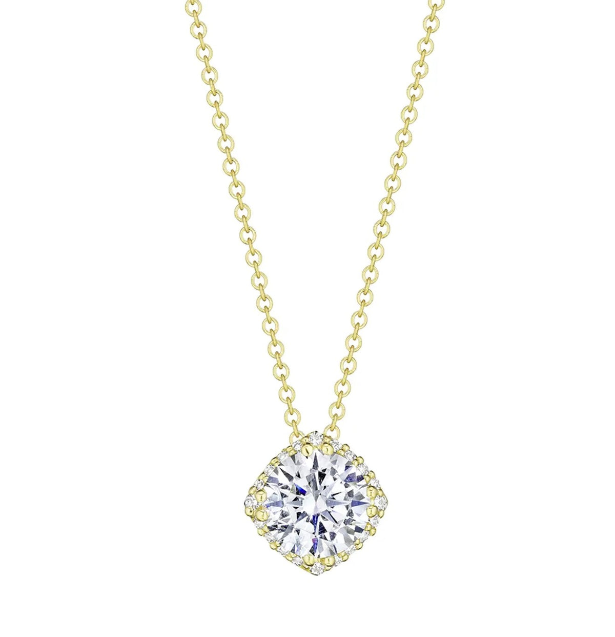 Lab Grown Yellow Gold Diamond Halo Tacori Pendant