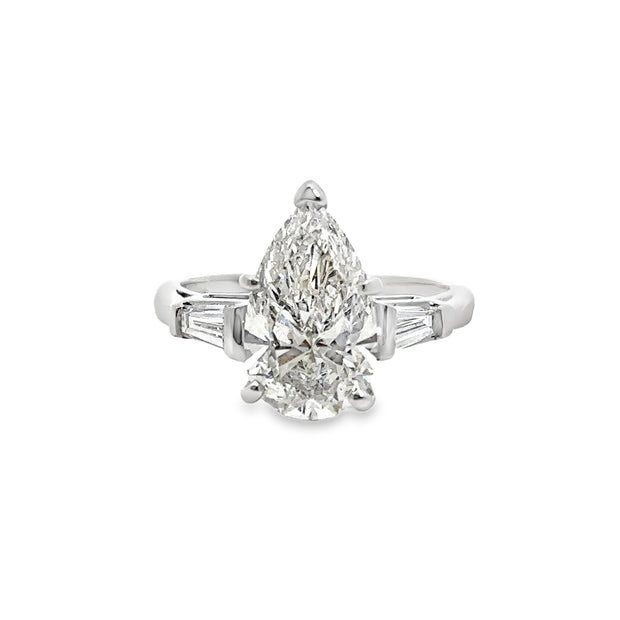 Lab Grown Platinum Pear Shape Diamond Engagement Ring