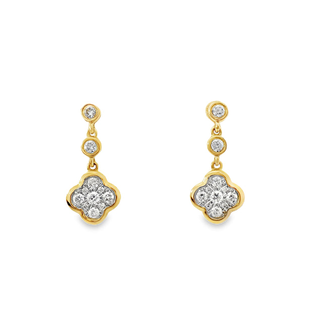 Yellow Gold Diamond Dangle Earrings