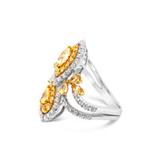 White/Yellow Gold Fancy Yellow Diamond Halo Fashion Ring