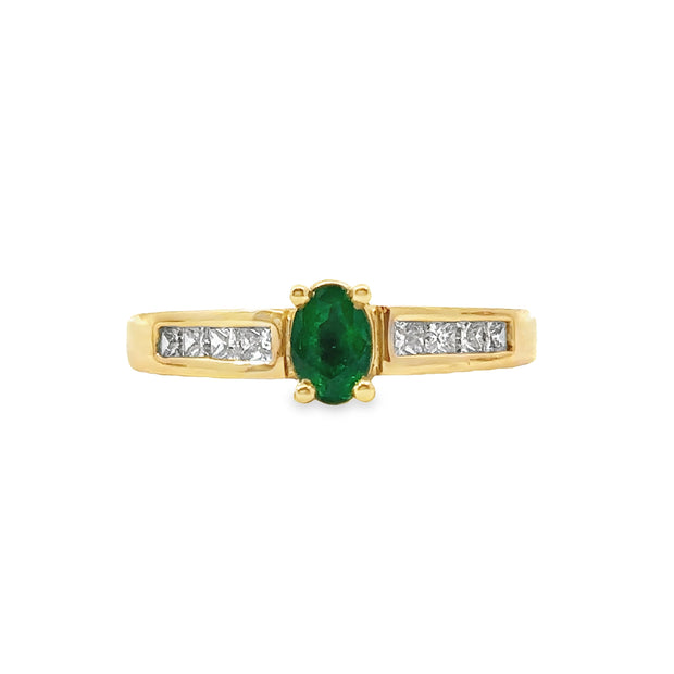 Yellow Gold Emerald and Diamond Ring