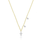 Meira T Yellow Gold Diamond Fashion Cross Necklace