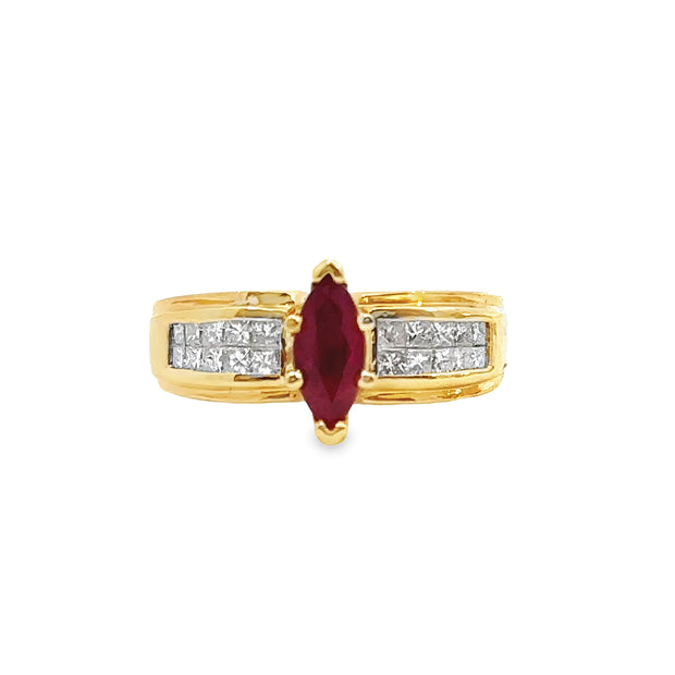 Yellow Gold Ruby & Diamond Fashion Ring