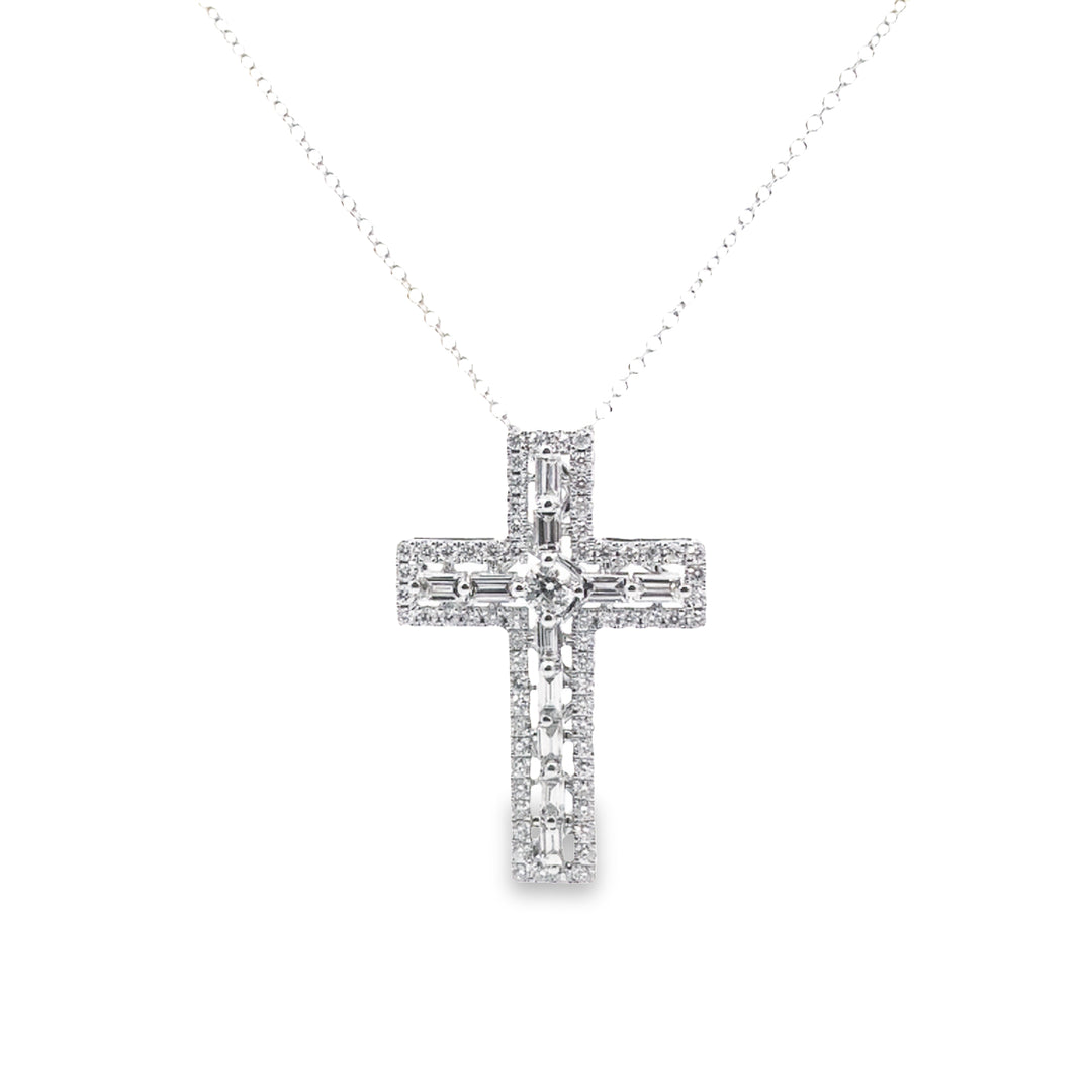Black and white diamond cross necklace 2025
