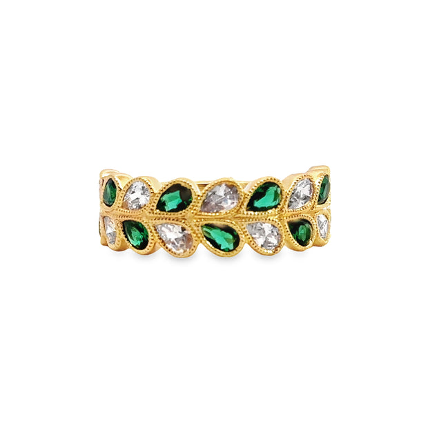 Padis Classique Diamond and Emerald Wedding Band