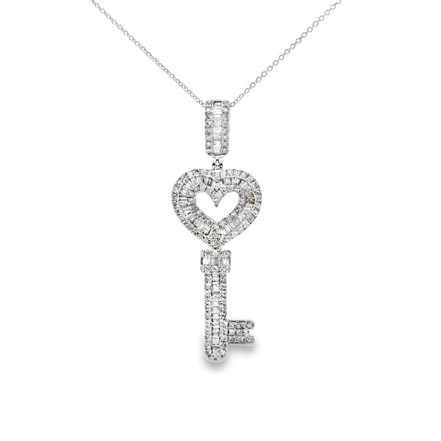 White Gold Diamond Key Pendant