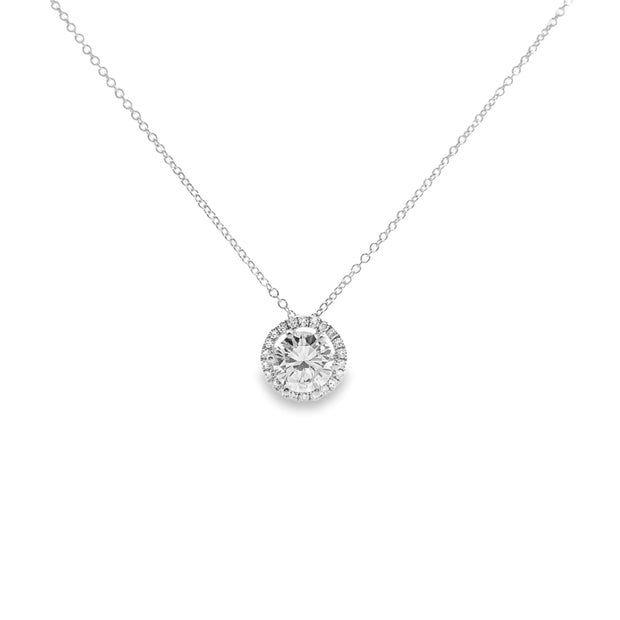 White Gold Diamond Halo Pendant