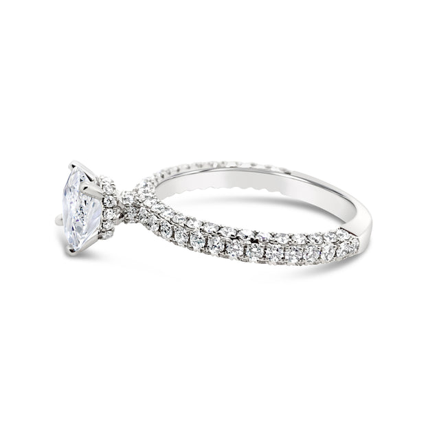 De Beers Forevermark Diamond Solitaire Round-Cut Pavé Engagement