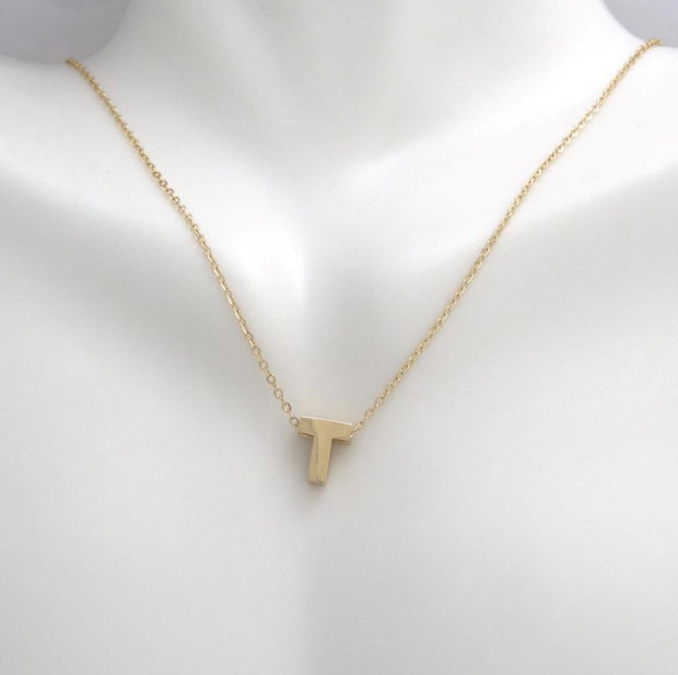 Yellow Gold Initial Necklace